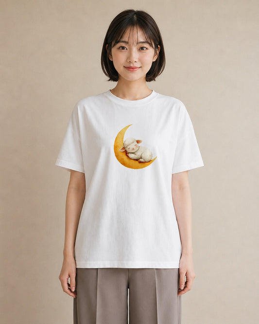 プリントTシャツ レディース ひつじ 動物 アニマル イラスト こなれ感 公園 ママ 白T