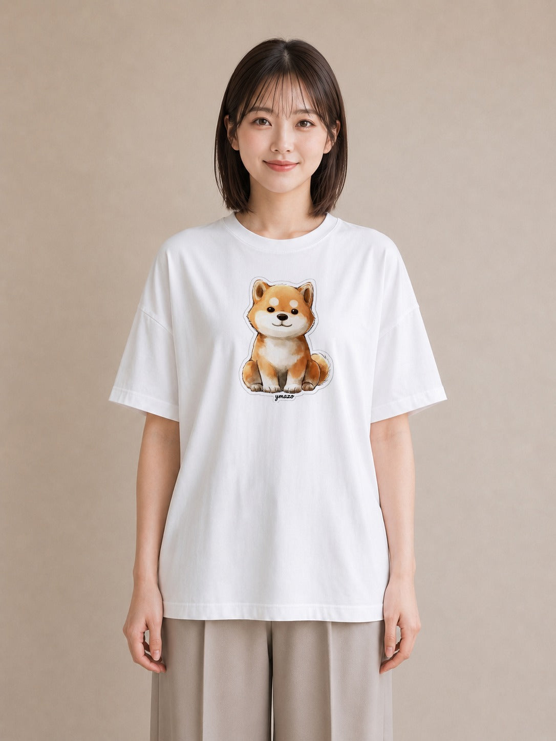 グラフィックTシャツ レディース 子犬 犬 いぬ イラスト お洒落 旅行 母娘コーデ 白T