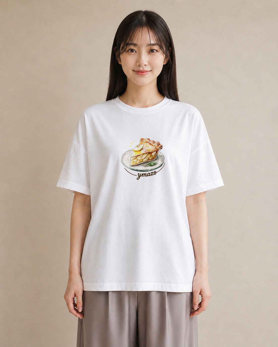 半袖Tシャツ レディース クロワッサン 食べ物 フード イラスト 抜け感 お出かけ 普段着 白T