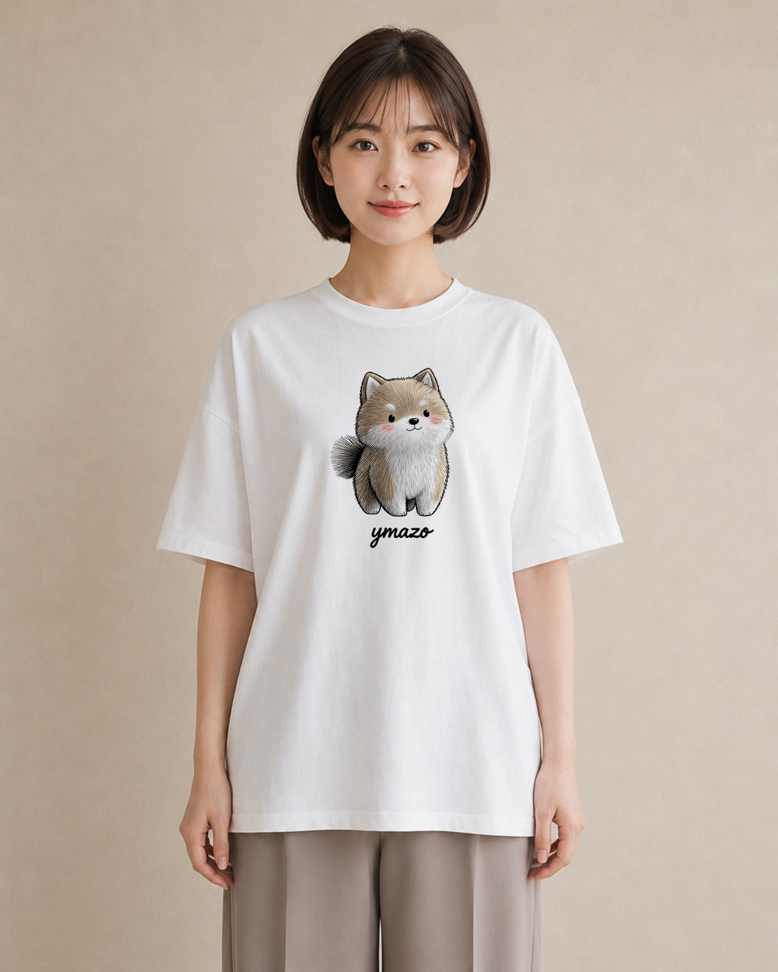 グラフィックTシャツ レディース 柴犬 しばいぬ 犬 いぬ イラスト ミニマル 週末コーデ 敬老の日 白T