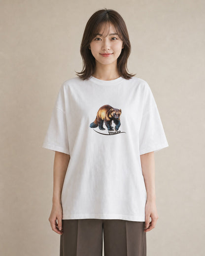 Tシャツ レディース フェレット ペット 動物 イラスト ナチュラル 春コーデ 姉妹 白T