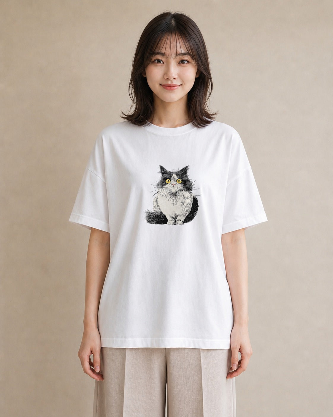 Tシャツ レディース ラグドール 猫 ねこ イラスト ゆるコーデ レイヤード 友達ギフト 白T