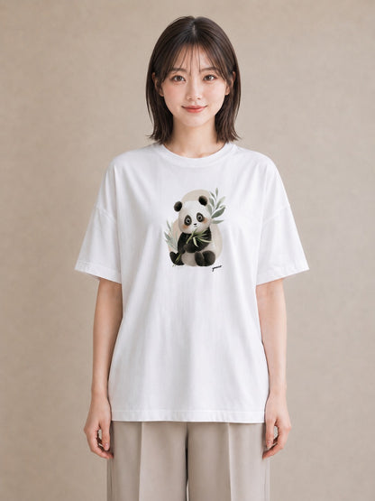グラフィックTシャツ レディース パンダ 動物 アニマル イラスト シック 誕生日プレゼント 綿100 白T
