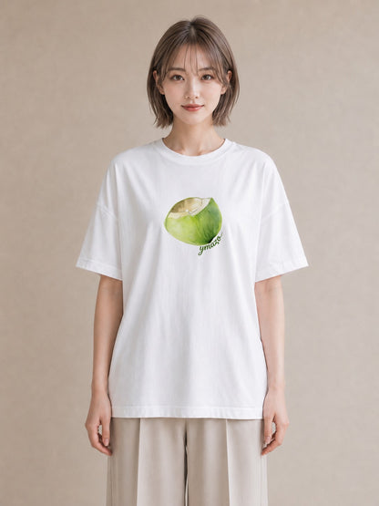半袖Tシャツ レディース りんご 林檎 アップル 食べ物 フード イラスト 休日コーデ 公園 ママ 白T