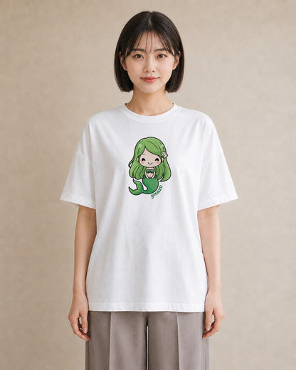 グラフィックTシャツ レディース 人魚 海の生き物 海 イラスト 韓国風 散歩 お出かけ 白T
