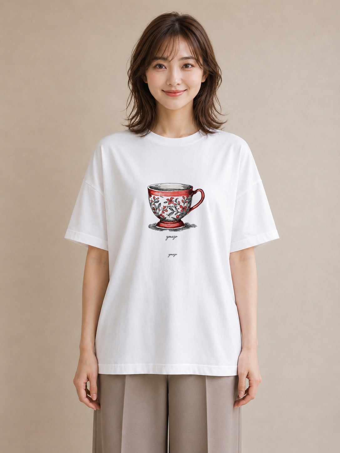 グラフィックTシャツ レディース ハーブティー 食べ物 フード イラスト シック 友達ギフト 部屋着 白T