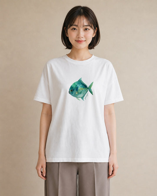 デザインTシャツ レディース 出目金 ペット 動物 イラスト フェミニン 敬老の日 ホワイトデー 白T