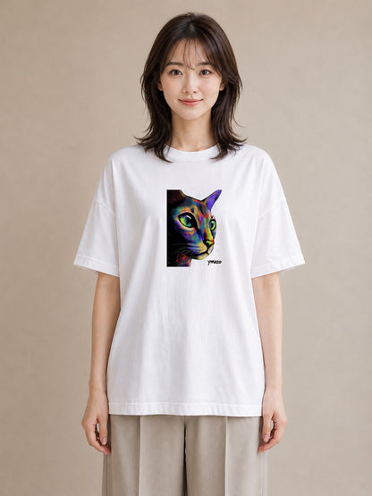デザインTシャツ レディース スフィンクス 猫 ねこ イラスト ラフ 通勤 在宅 白T
