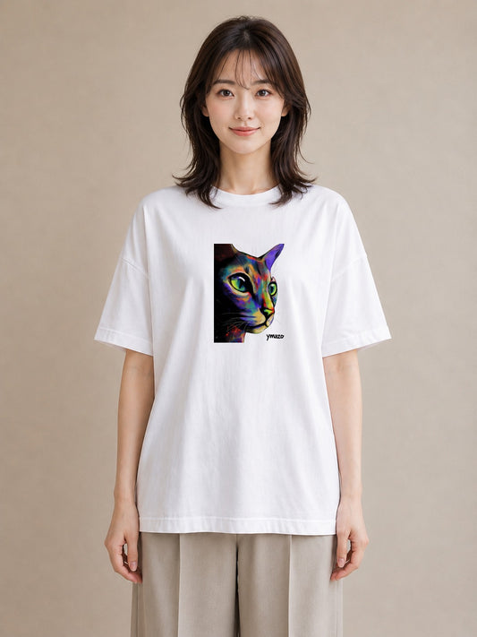 デザインTシャツ レディース スフィンクス 猫 ねこ イラスト ラフ 通勤 在宅 白T