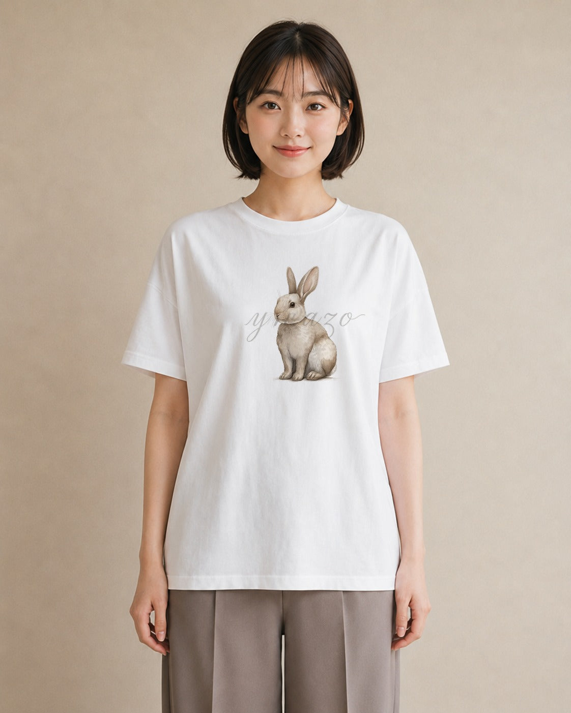 半袖Tシャツ レディース チンチラ ペット 動物 イラスト きれいめカジュアル 夏コーデ 通学 白T