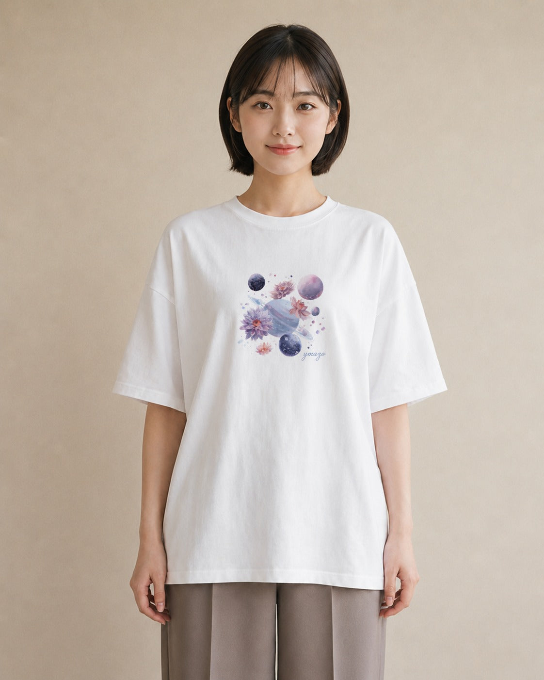 プリントTシャツ レディース 牡牛座 星空 宇宙 イラスト こなれ感 通勤 在宅 白T
