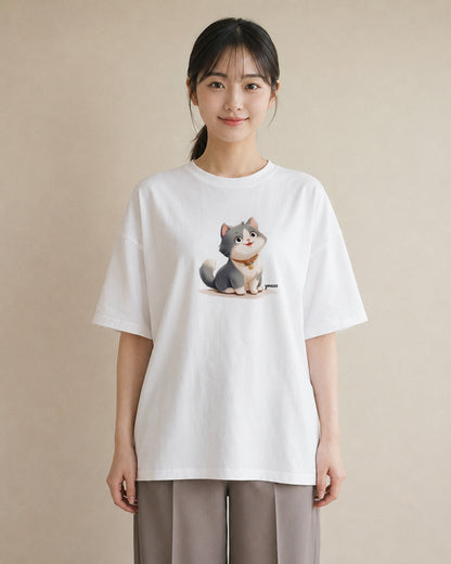 プリントTシャツ レディース ブリティッシュショートヘア 猫 ねこ イラスト レトロ クリスマス 旅行 白T