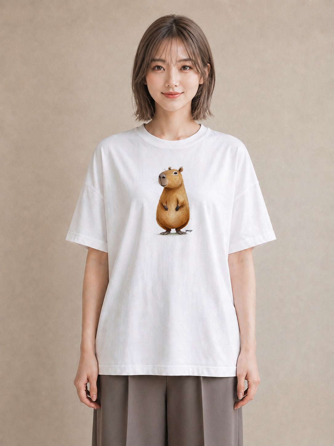 プリントTシャツ レディース ハムスター ペット 動物 イラスト ラフ 春コーデ 姉妹 白T