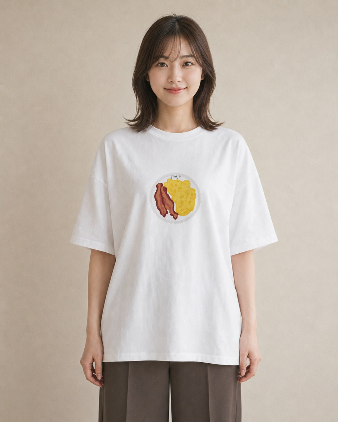 半袖Tシャツ レディース 目玉焼き 食べ物 フード イラスト カジュアル 敬老の日 ホワイトデー 白T