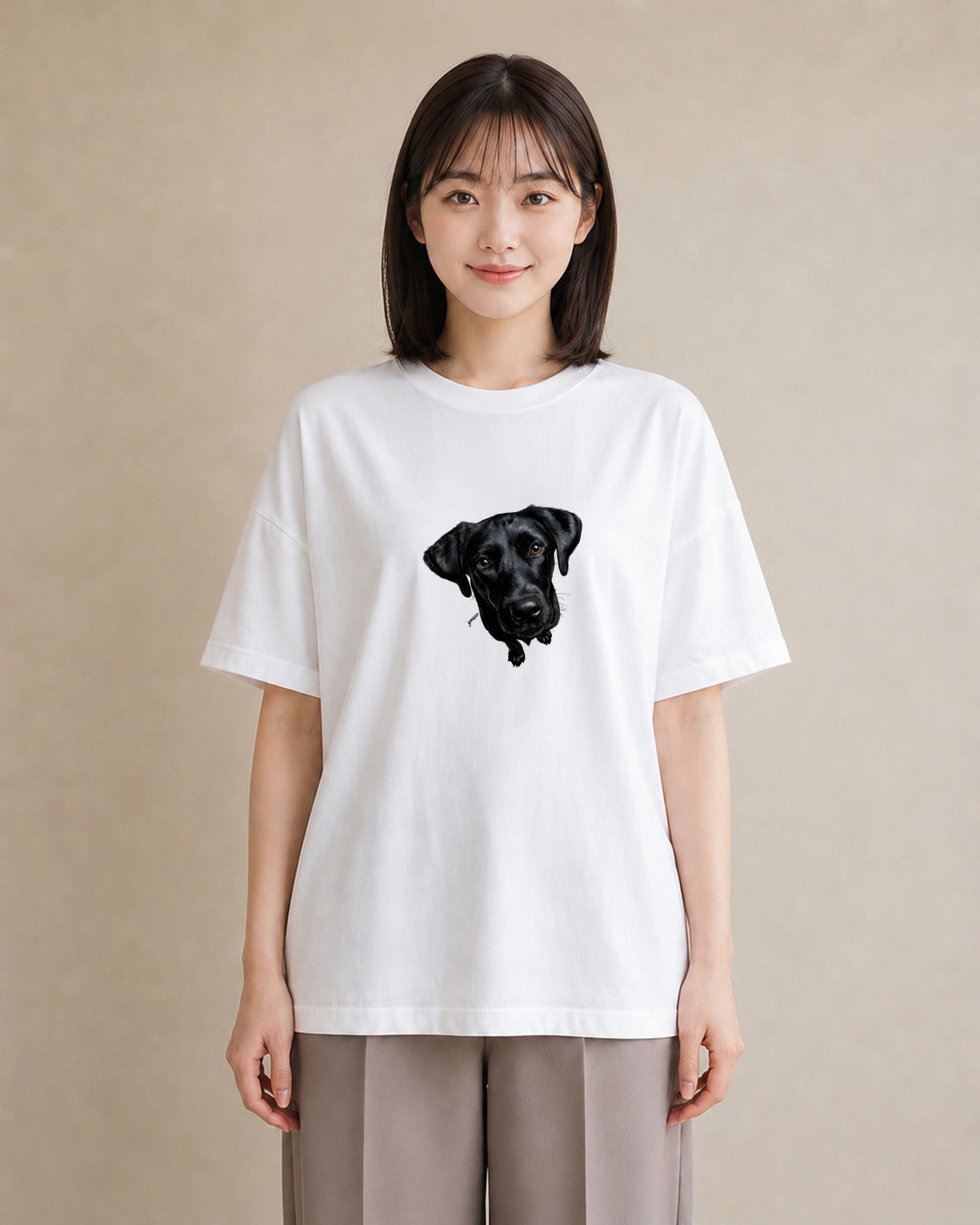 半袖Tシャツ レディース ラブラドールレトリバー 犬 いぬ イラスト 抜け感 ビーチ デイリーウェア 白T