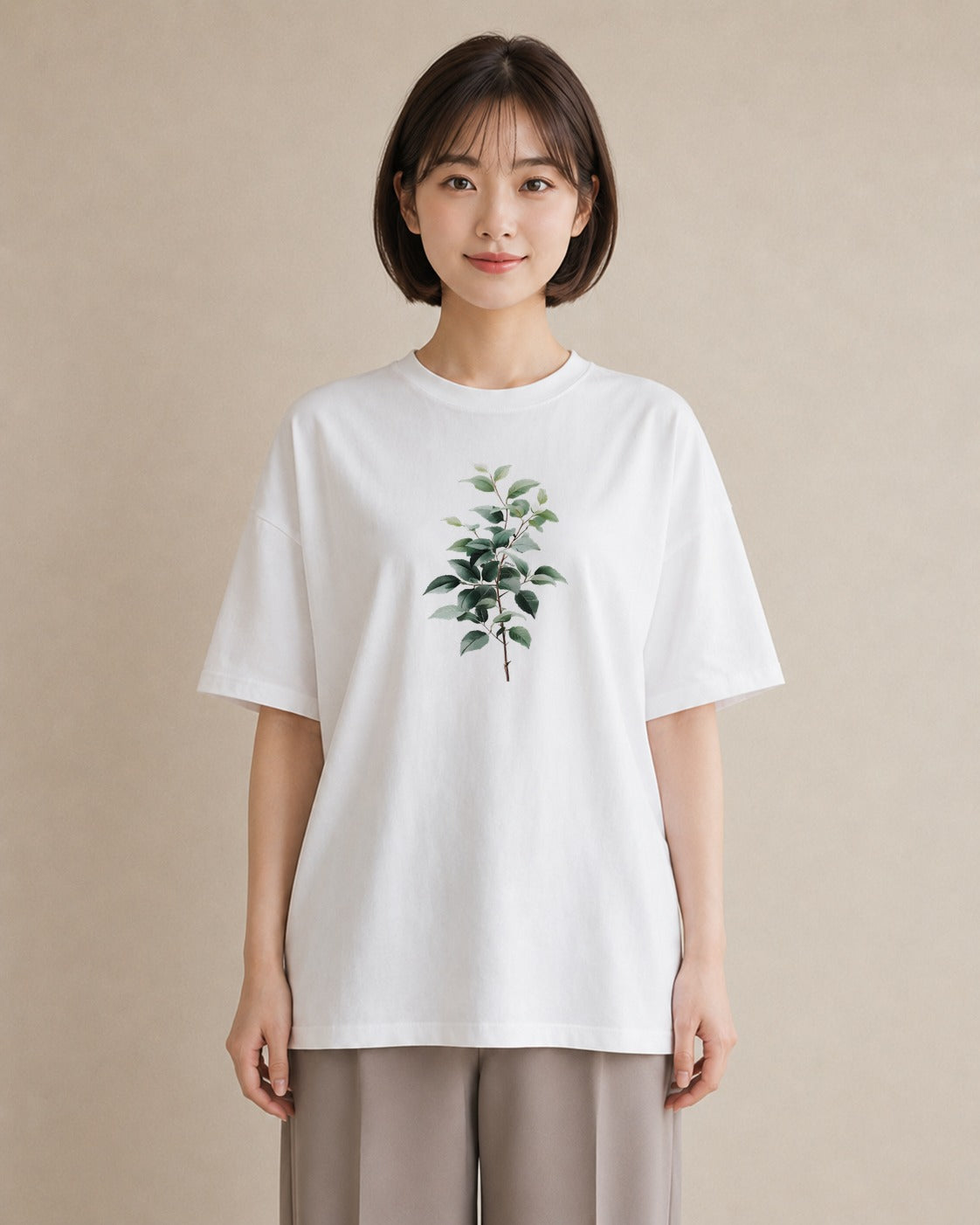 デザインTシャツ レディース ボタニカル 植物 イラスト 線画 お出かけ 普段着 白T