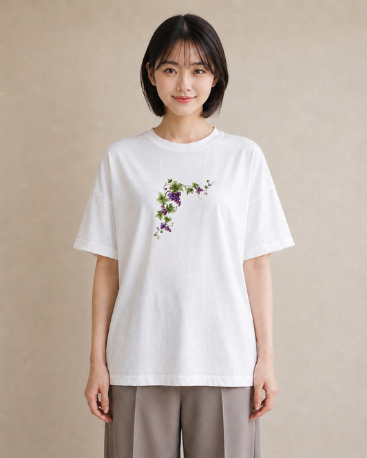 Tシャツ レディース つる 植物 ボタニカル イラスト ミニマル 女性向けギフト 散歩 白T