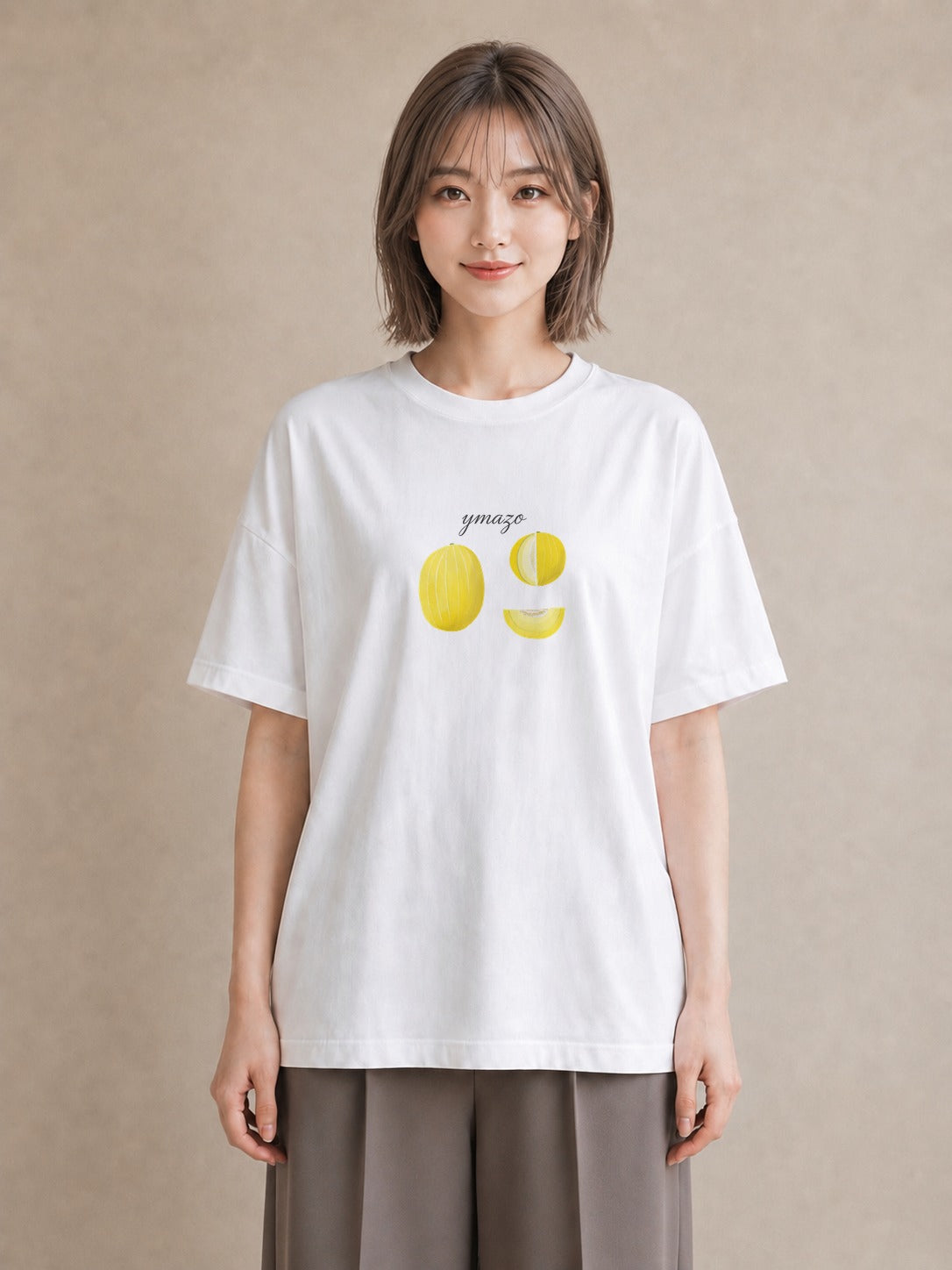 半袖Tシャツ レディース バナナ 食べ物 フード イラスト きれいめ 買い物 夏コーデ 白T