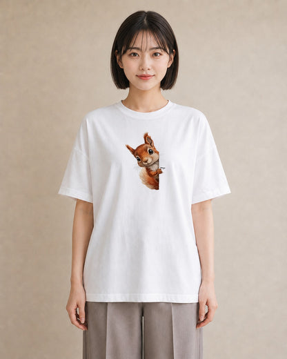 デザインTシャツ レディース シマリス ペット 動物 イラスト 20代 カジュアルコーデ 白T