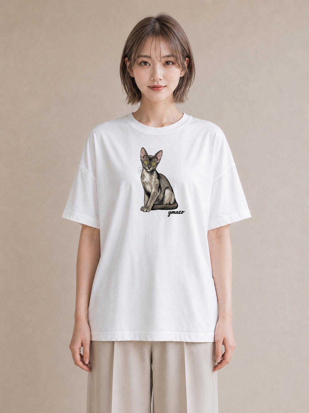 プリントTシャツ レディース ソマリ 猫 ねこ イラスト ゆるコーデ 社会人 女性 白T