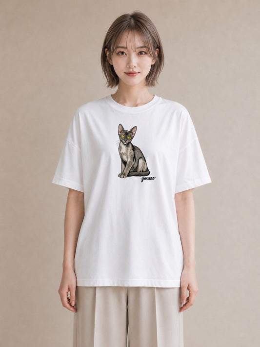 プリントTシャツ レディース ソマリ 猫 ねこ イラスト ゆるコーデ 社会人 女性 白T