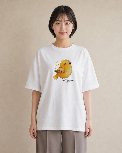 Tシャツ レディース 小鳥 ペット 動物 イラスト ボタニカル 自分用 ルームウェア 白T