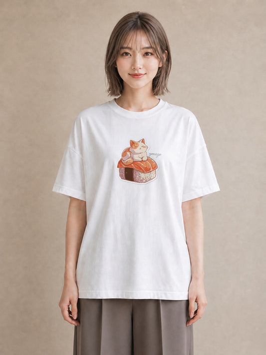 Tシャツ レディース おにぎり 食べ物 フード イラスト ポップ ラフ レイヤード 白T