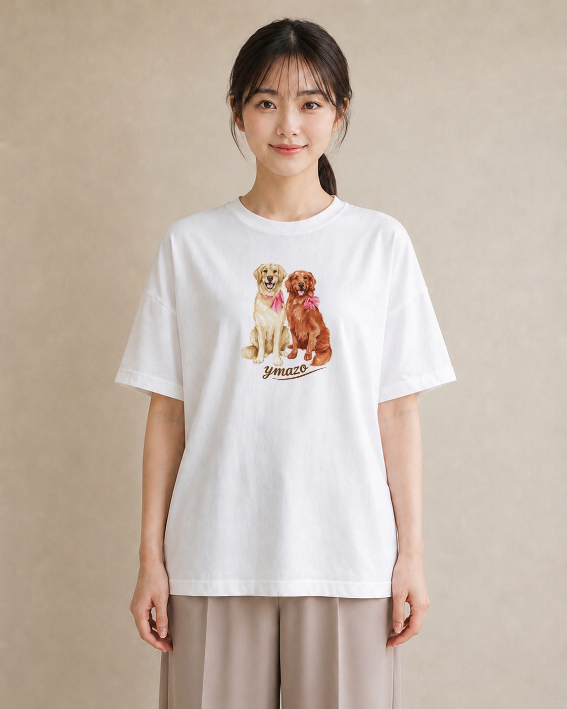 グラフィックTシャツ レディース ゴールデンレトリバー ゴールデン 犬 いぬ イラスト ヴィンテージ風 レイヤード 友達ギフト 白T
