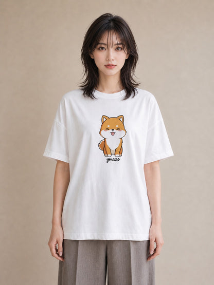 Tシャツ レディース 柴犬 しばいぬ 犬 いぬ イラスト 可愛い 自分用 ルームウェア 白T