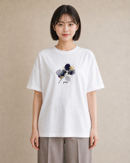プリントTシャツ レディース 木の実 植物 ボタニカル イラスト 休日コーデ 在宅 公園 白T