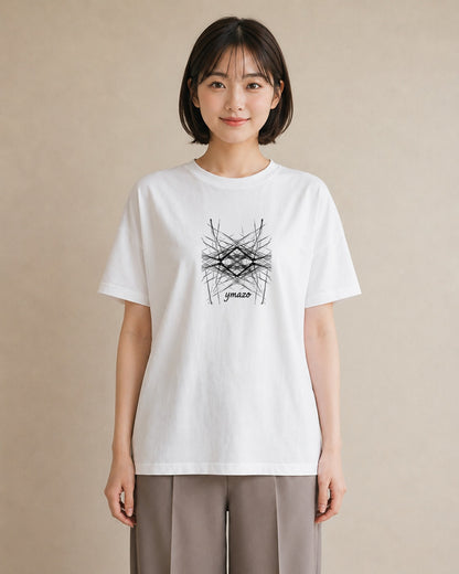 デザインTシャツ レディース 幾何学 ミニマル ジオメトリック イラスト カフェコーデ 女子会 お揃い 白T