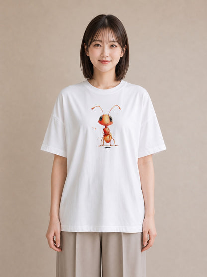 半袖Tシャツ レディース てんとう虫 昆虫 虫 イラスト ガーリー カフェ服 クリスマス 白T
