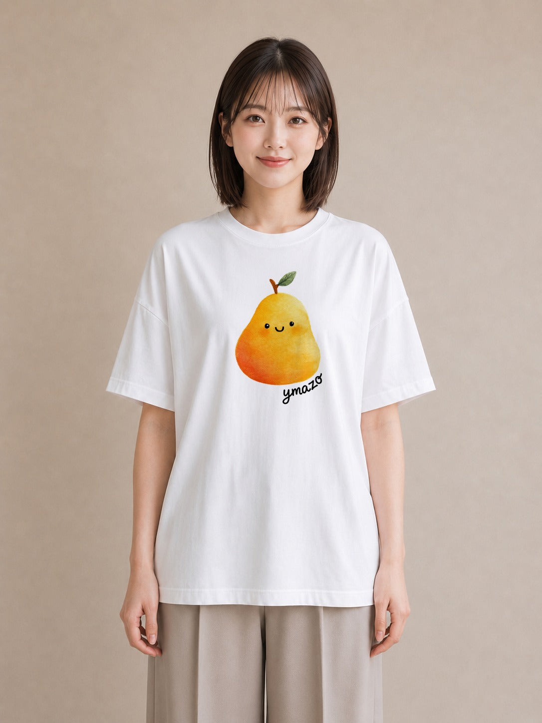 Tシャツ レディース みかん 食べ物 フード イラスト ミニマル 旅行 母娘コーデ 白T
