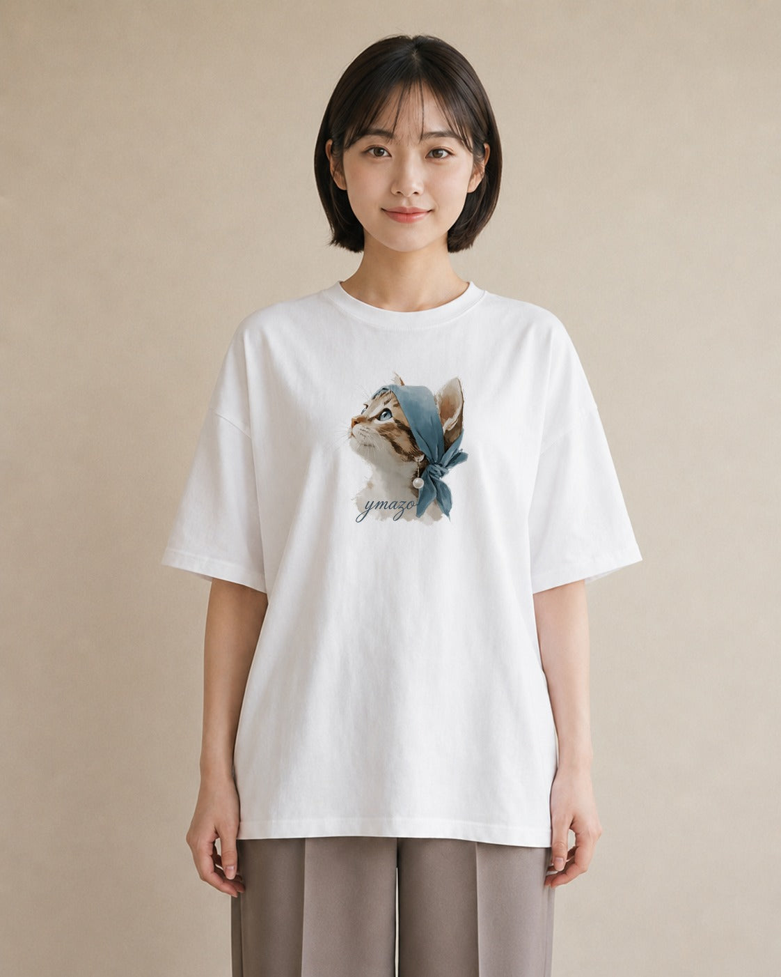 デザインTシャツ レディース 猫好き 猫 ねこ イラスト 旅行コーデ 自分用 ルームウェア 白T