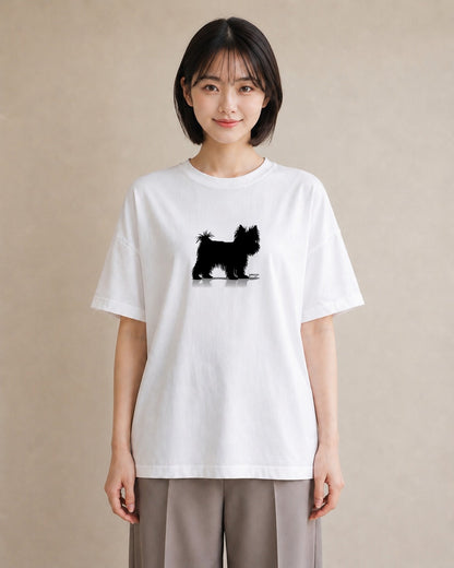 半袖Tシャツ レディース ミニチュアシュナウザー 犬 いぬ イラスト 抜け感 デイリーウェア 休日 白T
