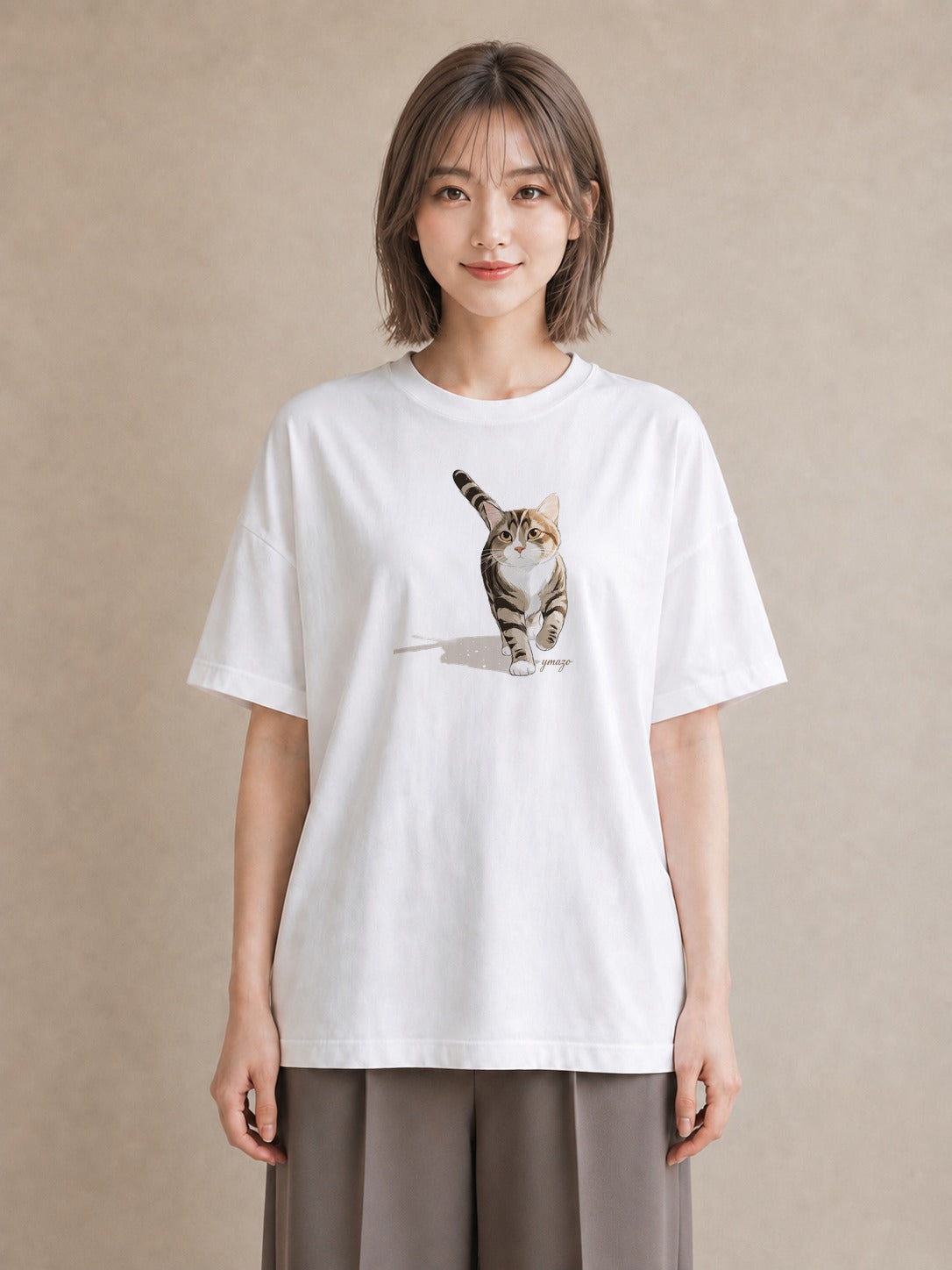 グラフィックTシャツ レディース サバトラ 猫 ねこ イラスト 普段使い クリスマス 旅行 白T
