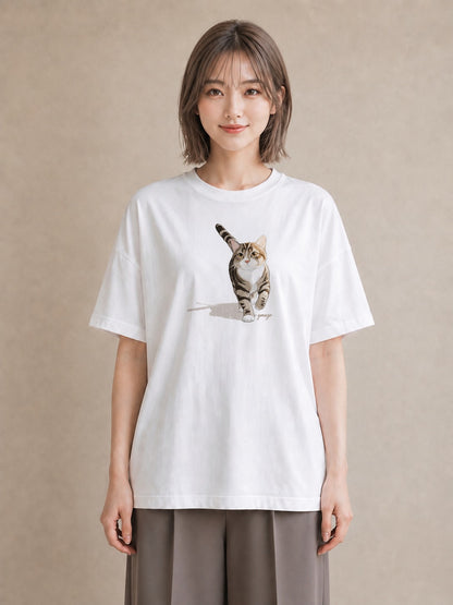 グラフィックTシャツ レディース サバトラ 猫 ねこ イラスト 普段使い クリスマス 旅行 白T
