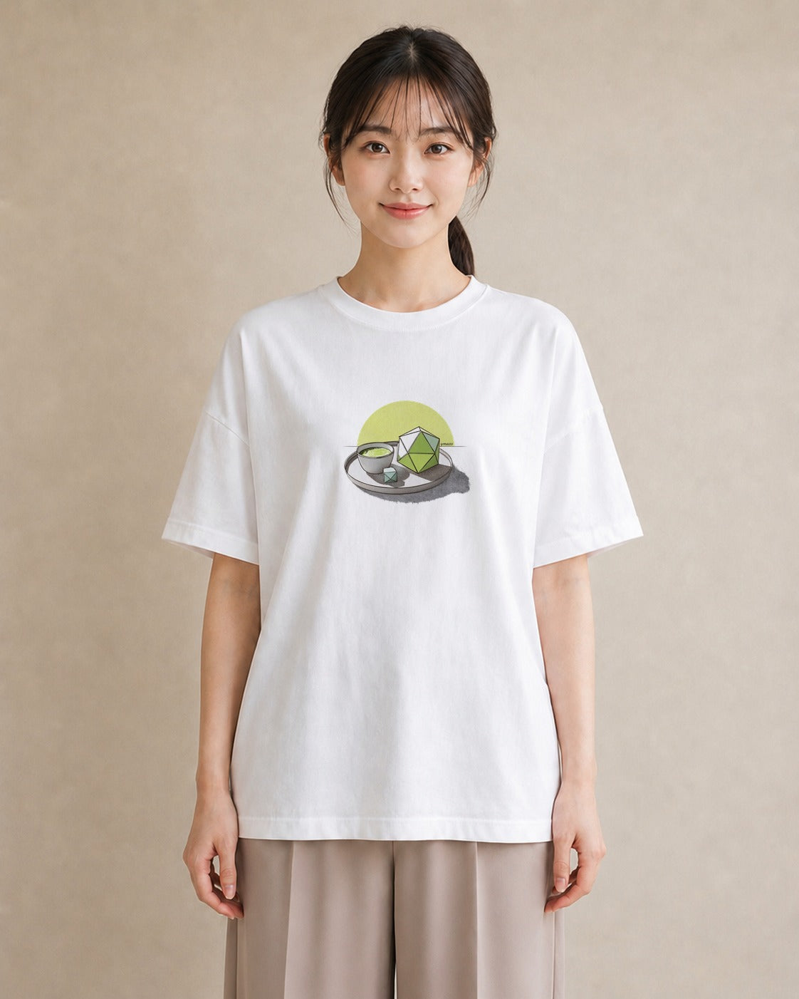 プリントTシャツ レディース 抹茶 食べ物 フード イラスト 北欧風 ビーチ デイリーウェア 白T