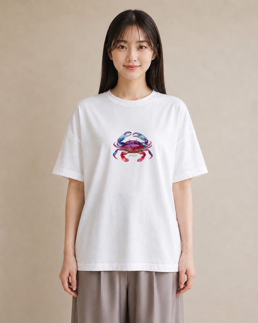 プリントTシャツ レディース エビ 海の生き物 海 イラスト 普段使い 秋コーデ おしゃれギフト 白T