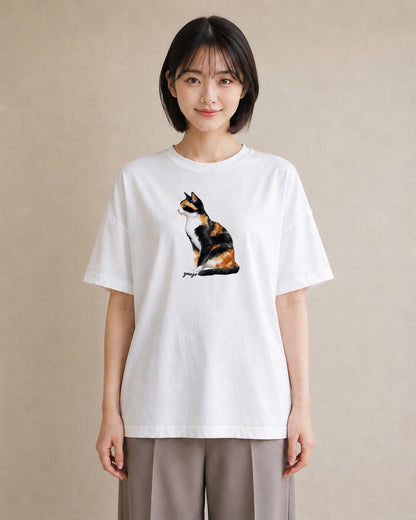 グラフィックTシャツ レディース キジトラ 猫 ねこ イラスト ポップ 送別ギフト 通勤 白T