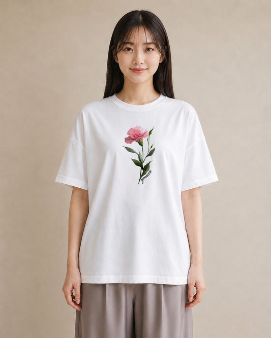 デザインTシャツ レディース カーネーション 花 花柄 イラスト 可愛い お出かけ 普段着 白T