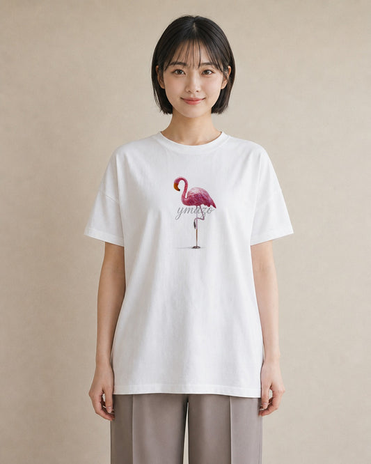 Tシャツ レディース フラミンゴ 動物 アニマル イラスト お揃い 親子 白T