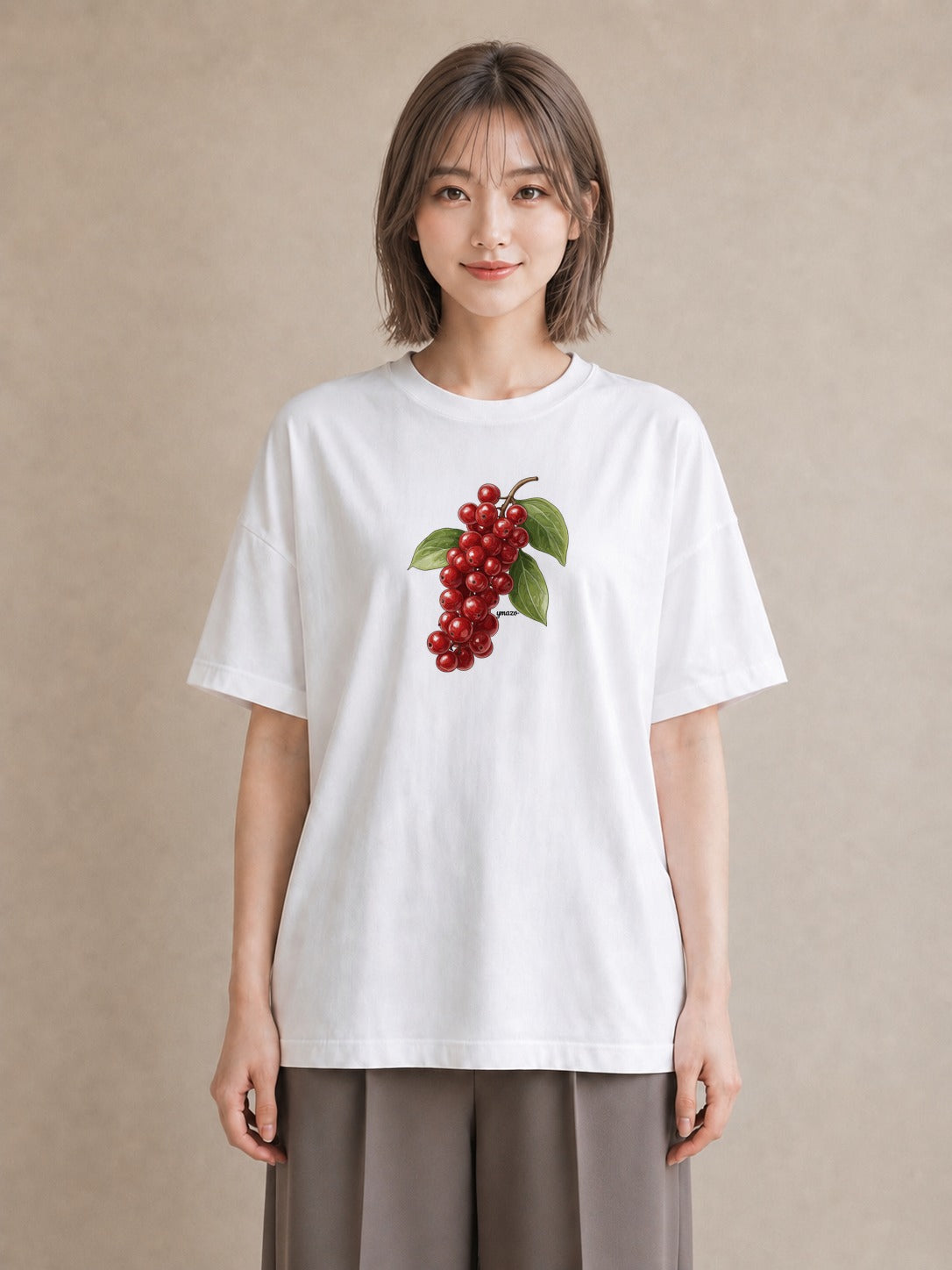 半袖Tシャツ レディース 木の実 植物 ボタニカル イラスト 公園 ママ 白T