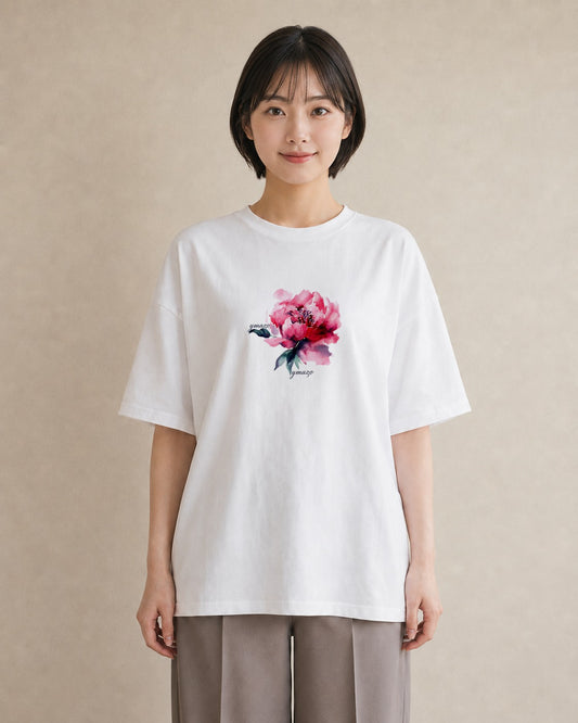 半袖Tシャツ レディース カーネーション 花 花柄 イラスト 休日コーデ ママ カフェ服 白T
