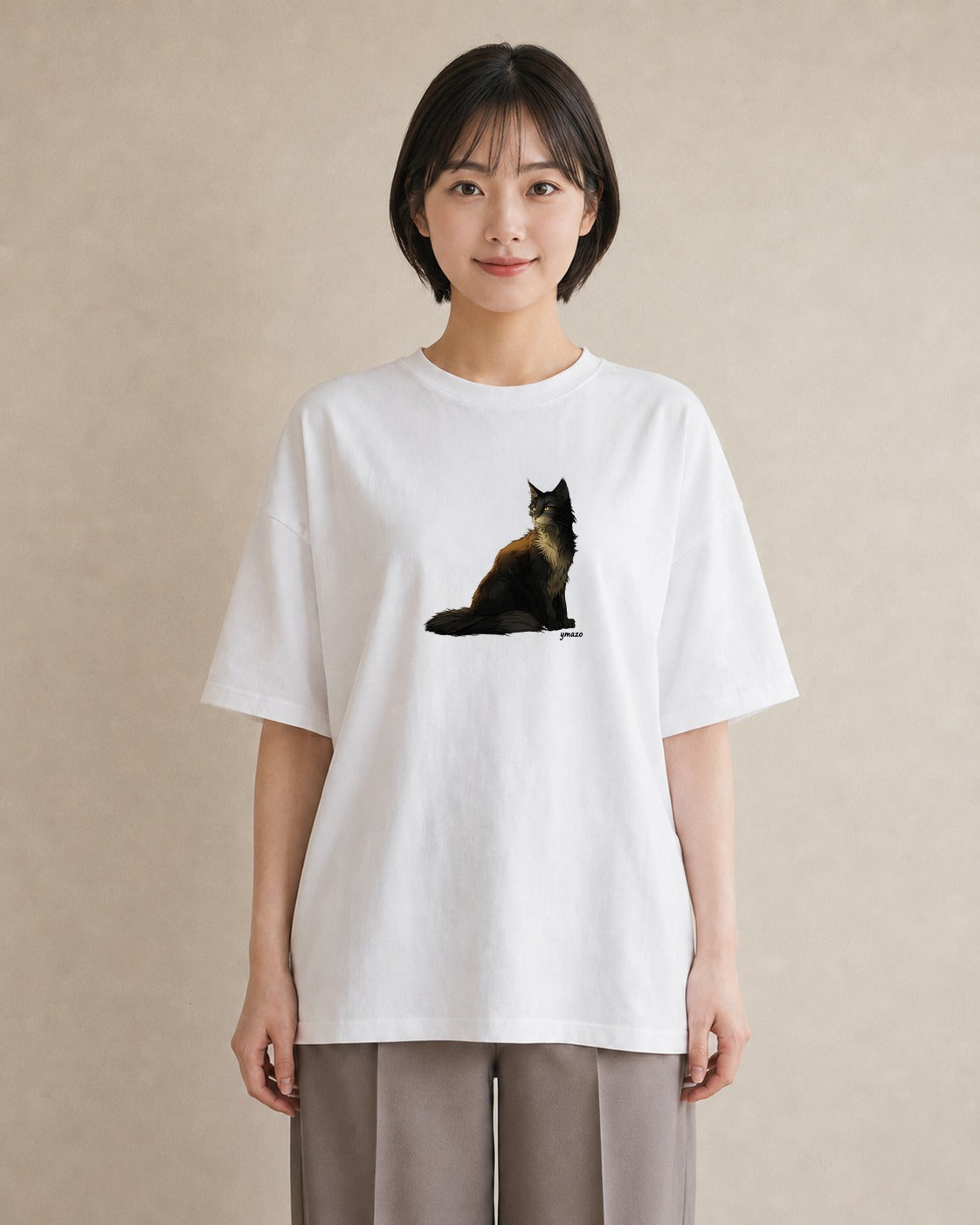 プリントTシャツ レディース 猫 ねこ イラスト ビーチ デイリーウェア 白T