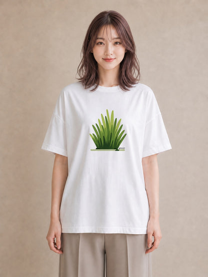 デザインTシャツ レディース 芝生 植物 ボタニカル イラスト モード 海 カフェ巡り 白T