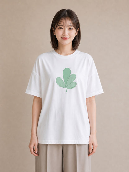 半袖Tシャツ レディース シダ 植物 ボタニカル イラスト ミニマル 公園 ママ 白T