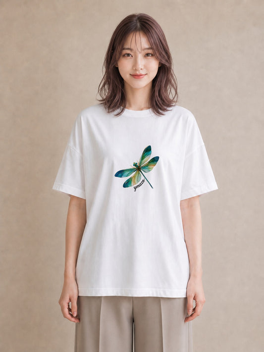 プリントTシャツ レディース ホタル 昆虫 虫 イラスト 休日 ペアコーデ 白T