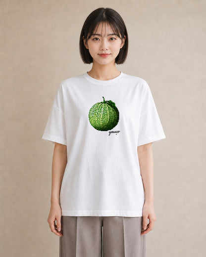 プリントTシャツ レディース メロン 食べ物 フード イラスト カフェコーデ 春服 ミセス 白T