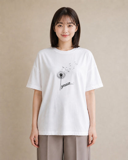 デザインTシャツ レディース たんぽぽ 花 花柄 イラスト シック 敬老の日 ホワイトデー 白T